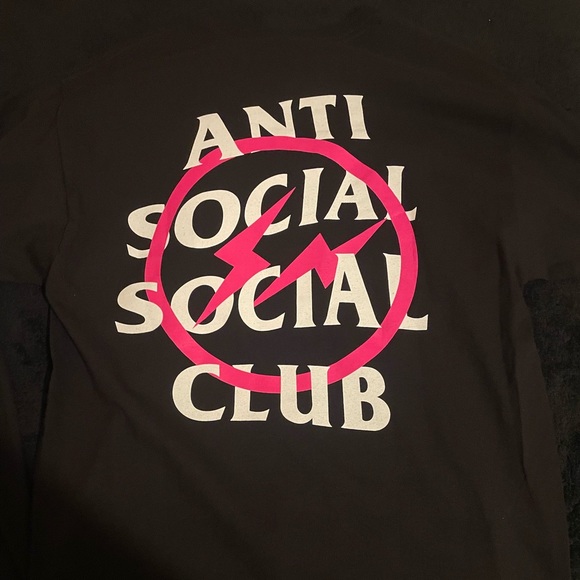 Anti Social Social Club x Fragment Pink Bolt Tee Large - Shirts 